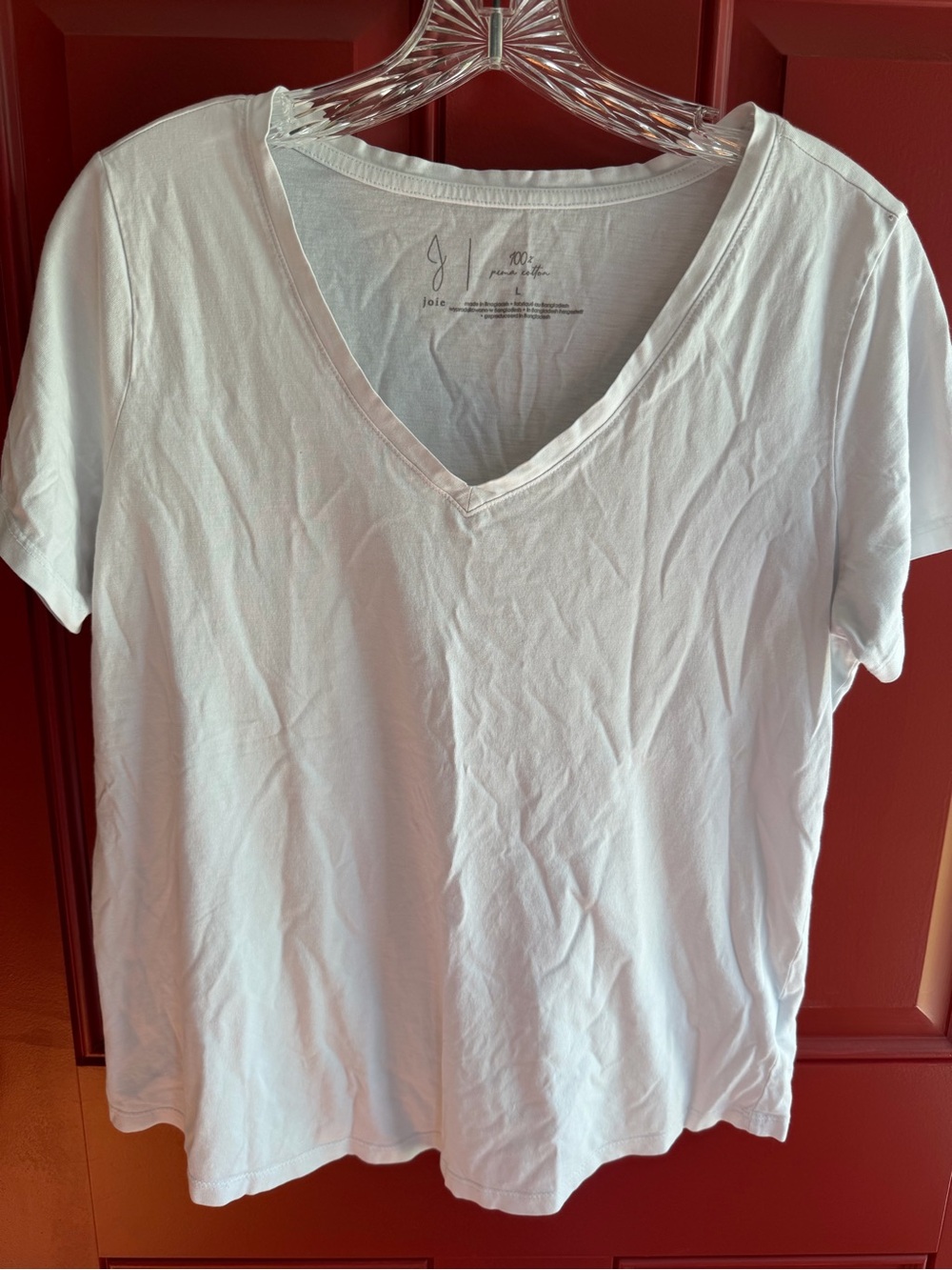 Joie White V-Neck Pima Cotton T-Shirt size L